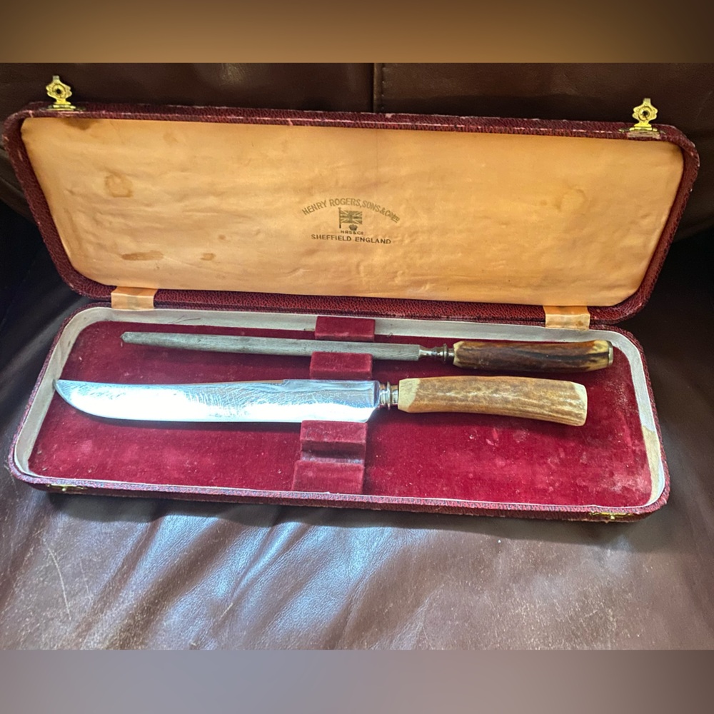 Sheffield Knife and Fork Set with Brown Handles